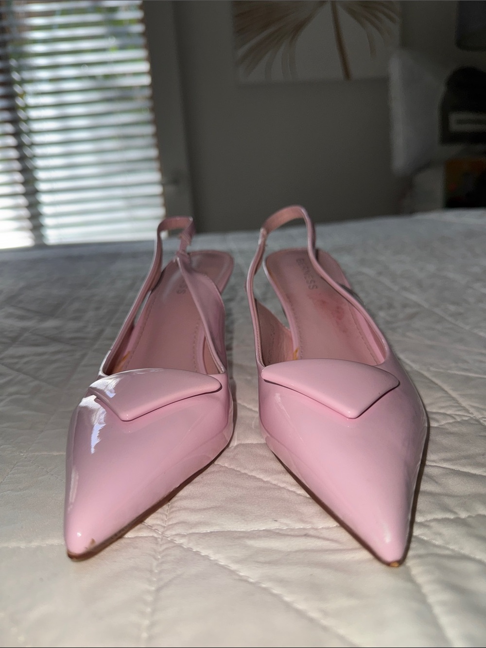 Pink Patent Pointed-Toe Slingback Flats